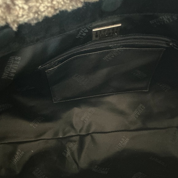 Vintage STUART WEITZMAN Black Suede Sherling Shoulder Bag Medium - Picture 3 of 3